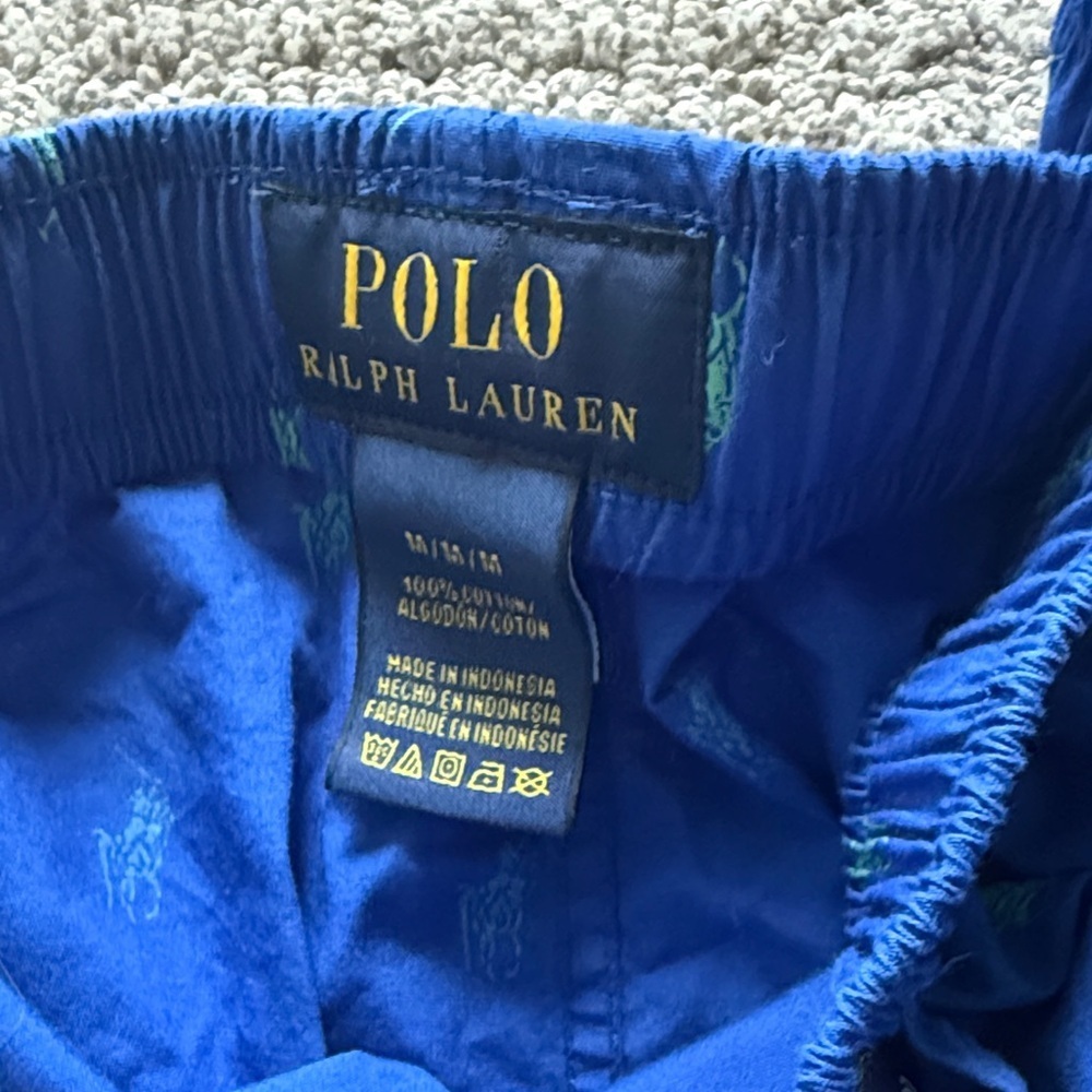 Polo by Ralph Lauren Men's Blue and green 100% Cotton sleep Shorts - Picture 3 of 4
